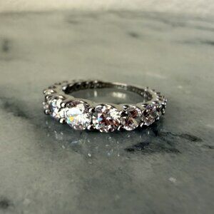 Radiance by Absolute Sterling Silver Graduated Stone 3/4 Eternity Ring - 7.25